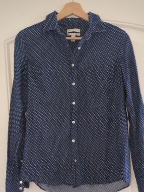 J. Crew Navy Blue Dot-Print Button Front Shirt